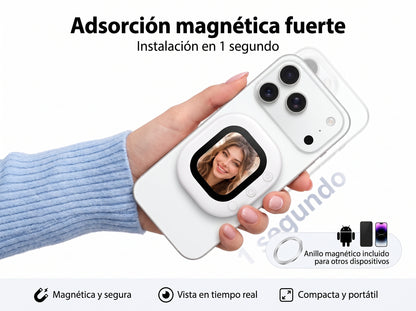 Mini pantalla selfie con cámara trasera